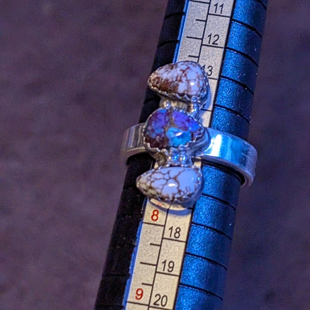 💜 Sterling Silver Triple-Stone Ring – Size 9 – Artisan Styl - Picture 8 of 8